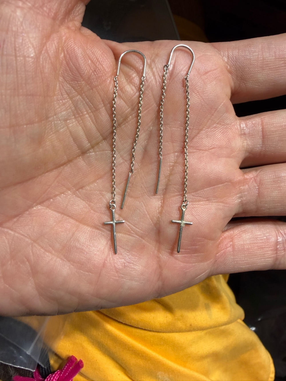 925 Sterling Silver Cross Threader Earrings